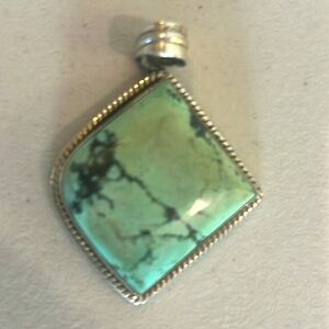 Blue Green, turquoise, and sterling silver pendant